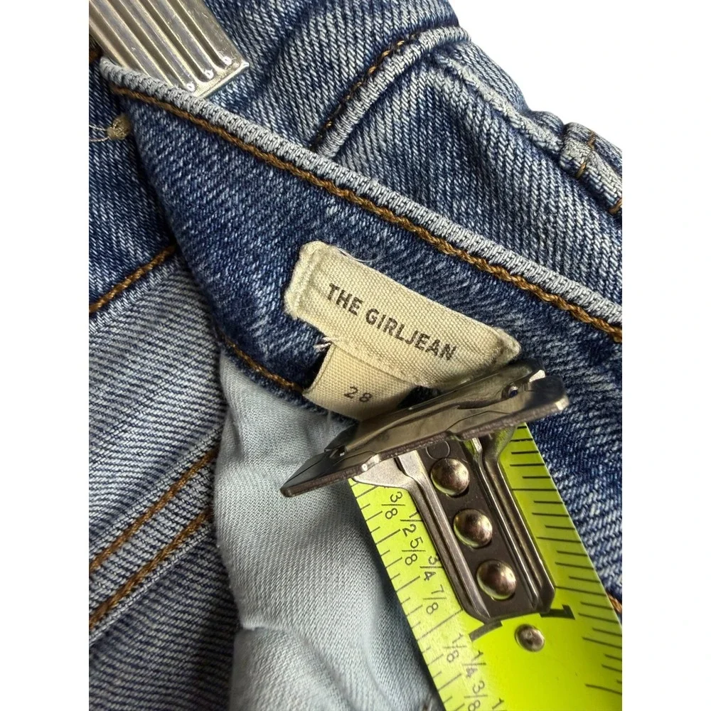 Madewell The Girljean High Rise Straight Leg Raw Hem Denim Jeans‎ Blue Size 28